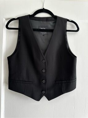 Zara Black Cropped Tailored Vest